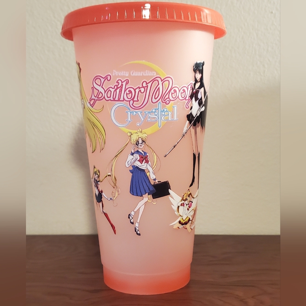 🪻3/$25 Red Sailor Moon Plastic 24oz Color Changing Cup Tumbler Lid Straw